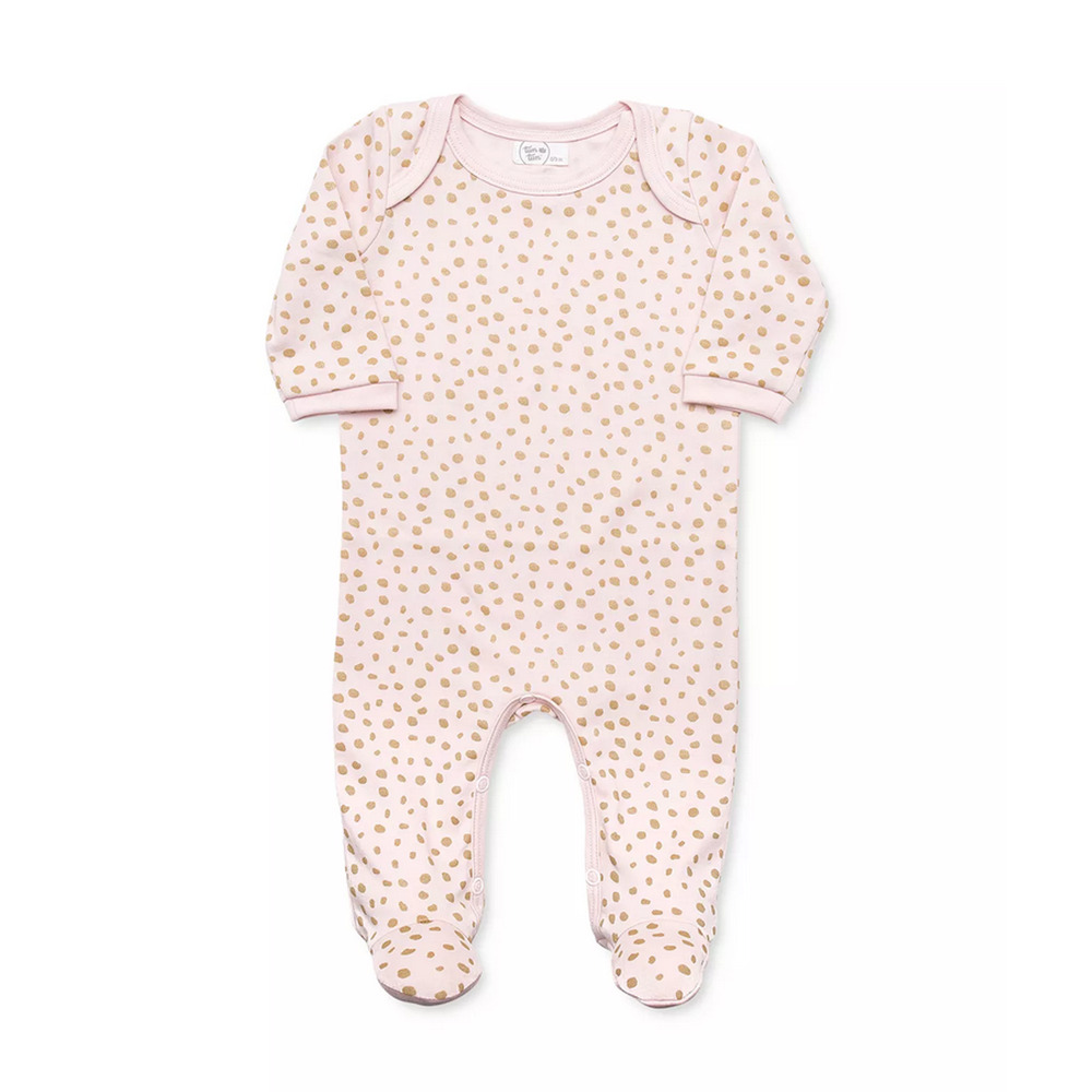 Tun Tun Baby Girls' Cotton Spots Footie Pink Size 3-6M 1411